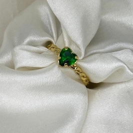 ANEL CORAÇAO VERDE TRANÇADO