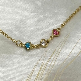 COLAR 3 CORAÇÕES COLORIDO