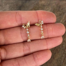 BRINCO BORBOLETA C/ PEDRAS CRISTAL