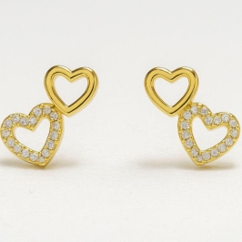 BRINCO DOIS CORAÇAO LISA CRAVEJADO