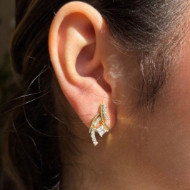 BRINCO GALHOS C/ ZIRCONIA PEDRA CRISTAL