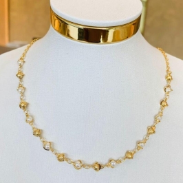 COLAR BOLINHA PEROLA E OURO