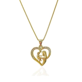 COLAR  CORAÇAO CRAVEJADO MAE FILHO