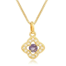 PINGENTE  TREVO LILAS CRAVEJADO