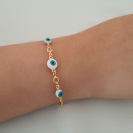 PULSEIRA 3 BOLA OLHO GREGO C/ PONTO DE LUZ