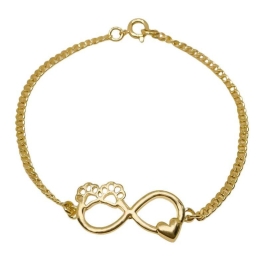 PULSEIRA INFINITO C/ CORAÇAO E PATINHA VAZADA