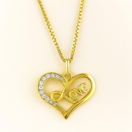 COLAR CORAÇAO LOVE C/ ZIRCONIA