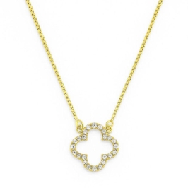 COLAR  TREVO VAZADO CRAVEJADO