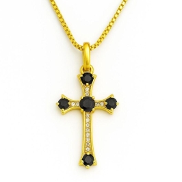 PINGENTE CRUZ ZIRCONIA PRETA