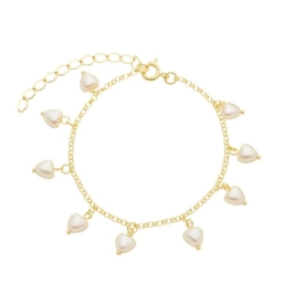 PULSEIRA PINGENTE CORAÇAO PEROLA