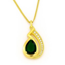 COLAR GOTA PEDRA VERDE C/ ZIRCONIA