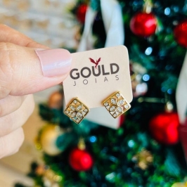 BRINCO VASADO FLOR QUADRADO