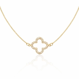 COLAR  TREVO VAZADO CRAVEJADO