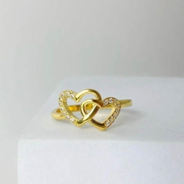 ANEL CORAÇAO DUPLO C/ ZIRCONIA