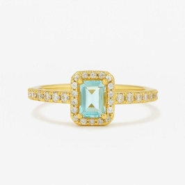 ANEL PRINCESA QUADRADO AZUL AGUA CRAVEJADO