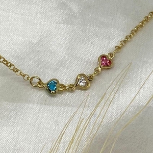 COLAR 3 CORAÇÕES COLORIDO