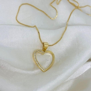 COLAR CORAÇÃO LADO CRAVEJADO E LADO LISO