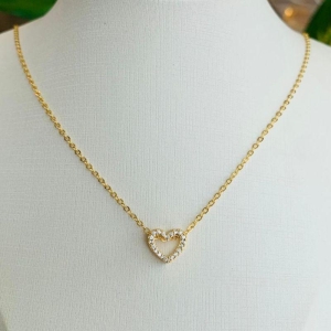 COLAR CORAÇAO VAZADO COM ZIRCONIA