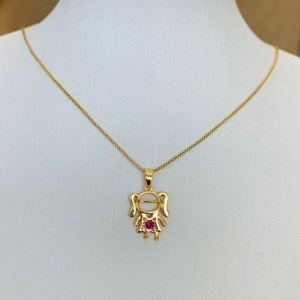 COLAR MENINA COM ZIRCONIA ROSA