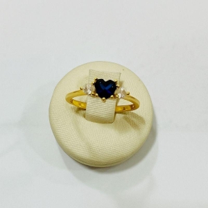 ANEL CORAÇAO AZUL C/ ZIRCONIA