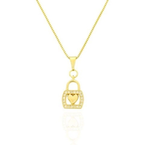 COLAR CADEADO CORAÇAO CRAVEJADO