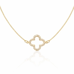 COLAR  TREVO VAZADO CRAVEJADO