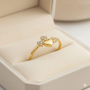 ANEL TRES CORAÇAO CRAVEJADO