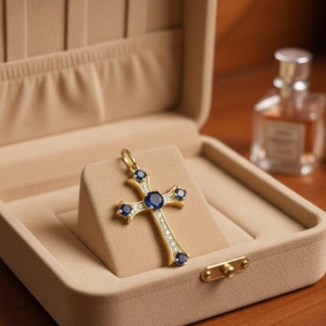 PINGENTE CRUZ ZIRCONIA AZUL