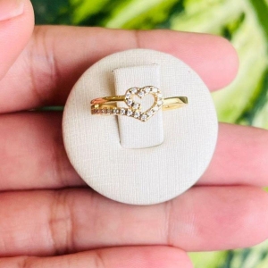 ANEL CORAÇAO CRAVEJADO C/ DOIS FIO