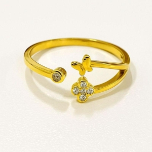 ANEL REGULAVEL BORBOLETA FLOR C/ ZIRCONIA