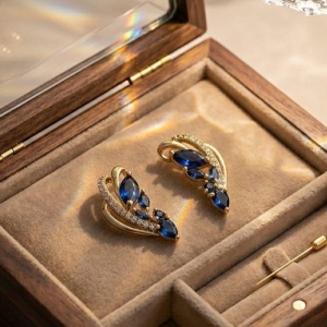 BRINCO ARETES PEDRA AZUL