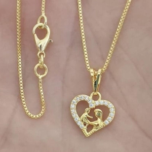 COLAR  CORAÇAO CRAVEJADO MAE FILHO