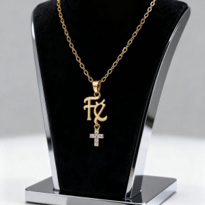 COLAR FE COM CRUZ EM ZIRCONIA