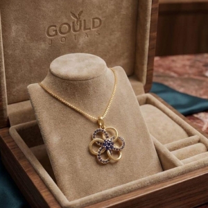 COLAR FLOR AZUL CRAVEJADA