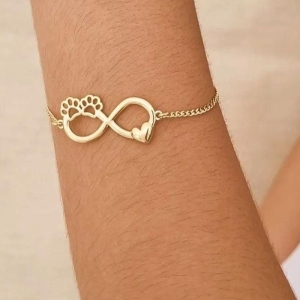 PULSEIRA INFINITO C/ CORAÇAO E PATINHA VAZADA