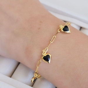 PULSEIRA PINGENTE CORAÇAO PRETO CARTIER