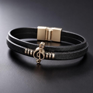 PULSEIRA NOTA MUSICAL ALÇA DE COURO