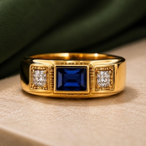 ANEL MASCULINO PEDRA AZUL