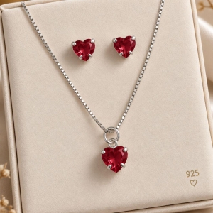 CONJUNTO CORAÇAO VERMELHO CEREJA