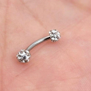 PIERCING CURVO COM ZIRCONIA AÇO