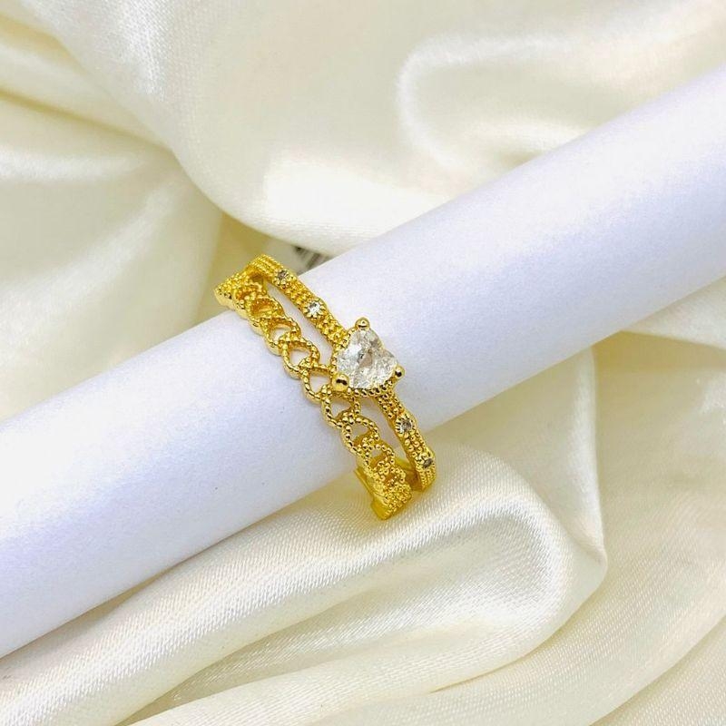 ANEL CRAVEJADO CORAÇÃO 1 FILEIRA C/ PONTO DE LUZ