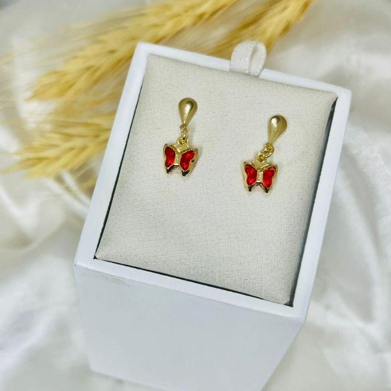 BRINCO INFANTIL BORBOLETA VERMELHA