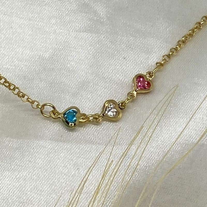 COLAR 3 CORAÇÕES COLORIDO