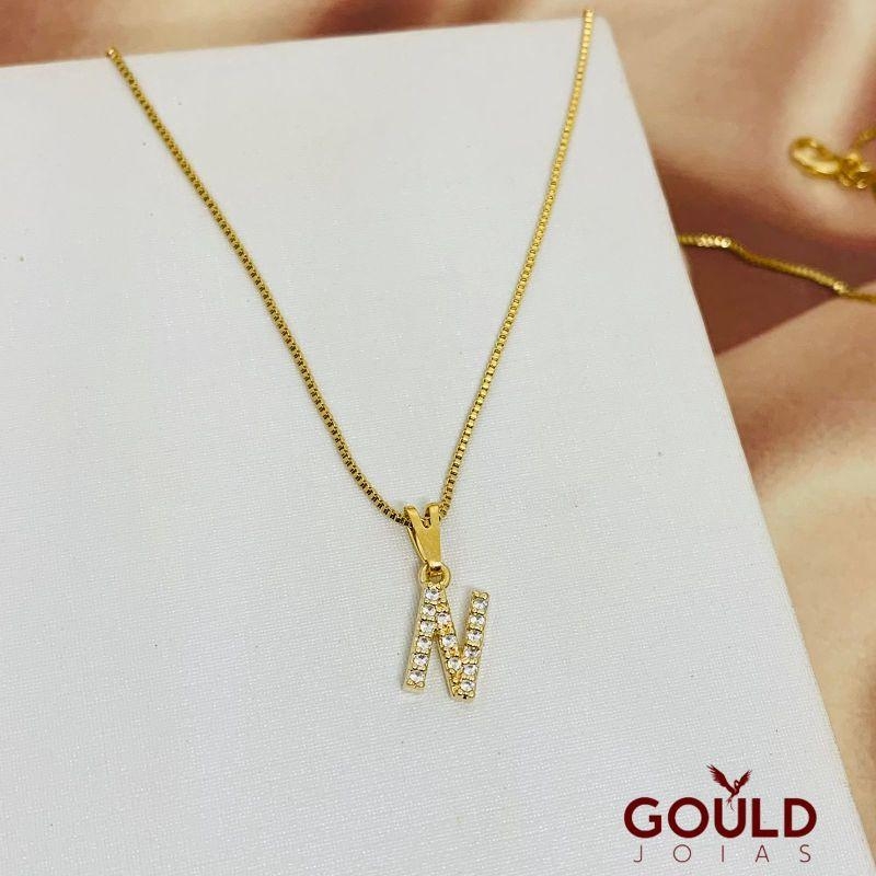 COLAR LETRA N  CRAVEJADA