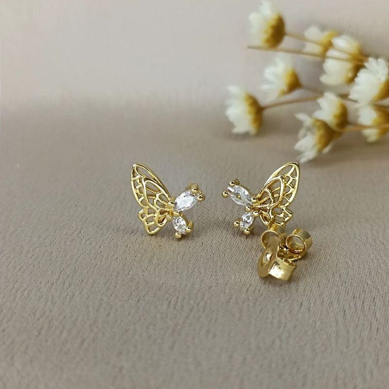 BRINCO BORBOLETA CRAVEJADA