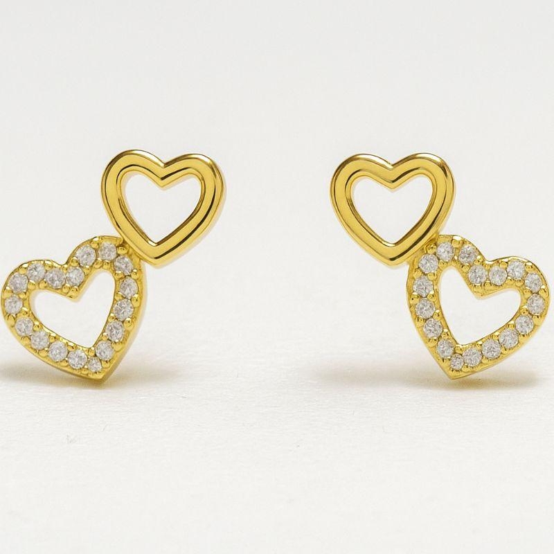 BRINCO DOIS CORAÇAO LISA CRAVEJADO