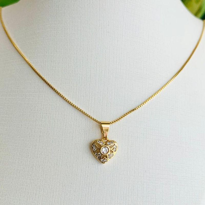 COLAR CORAÇAO CRAVEJADO ZIRCONIA P