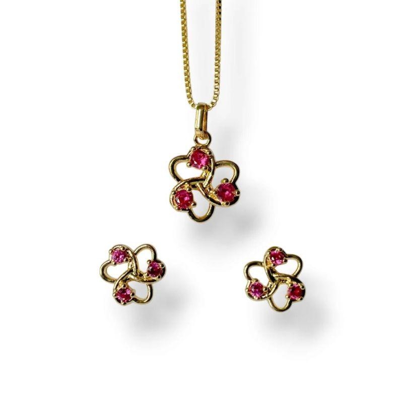 CONJUNTO FLOR ROSA