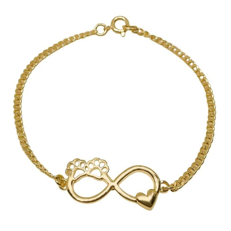PULSEIRA INFINITO C/ CORAÇAO E PATINHA VAZADA