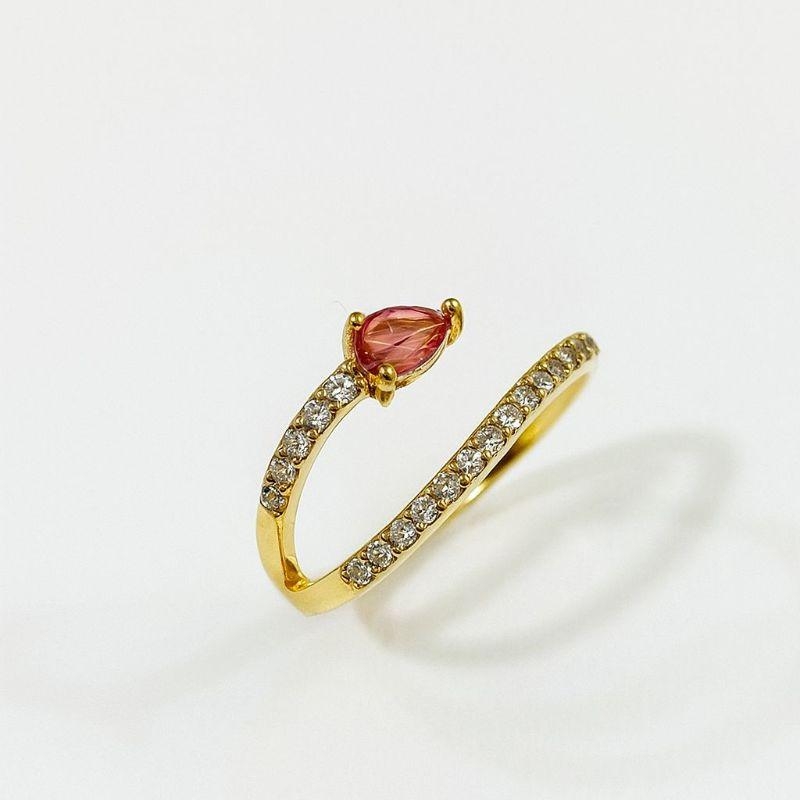 ANEL GOTA ROSA TORCIDO CRAVEJADO